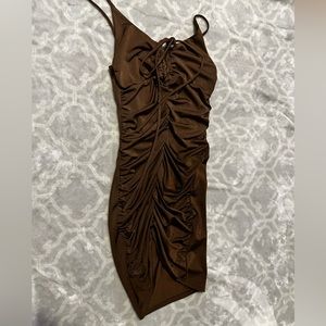 Brown body con dress small